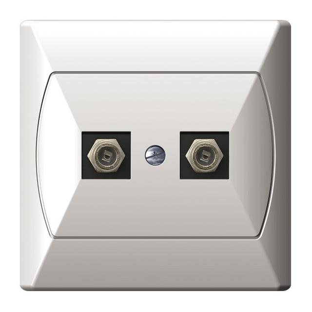 AKCENT Gniazdo antenowe typu F podwójne - kolor biały