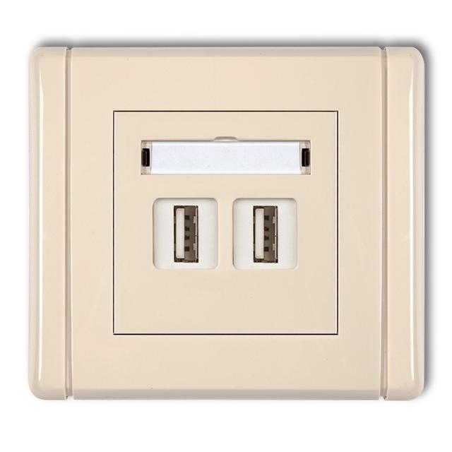 FLEXI Gniazdo podwójne 2xUSB A-A 2.0 beżowy