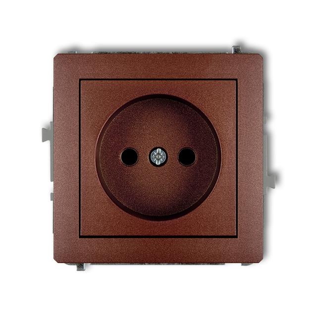 DECO Mechanizm gniazda pojedynczego bez uziemienia 2P (przesłony torów prądowych) brązowy metalik