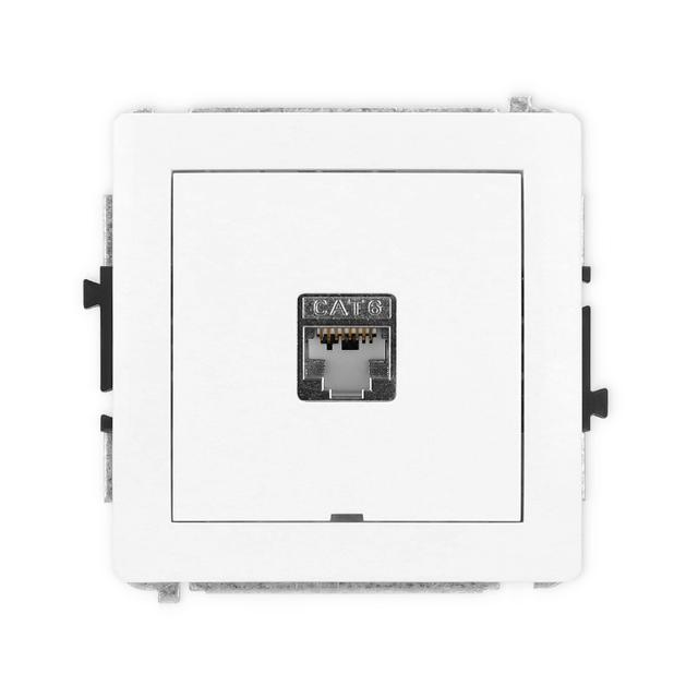 DECO Mechanizm gniazda komputerowego pojedynczego 1xRJ45, kat. 5e, ekranowany, 8-stykowy, bez pola o