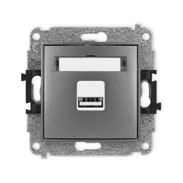 MINI Mechanizm ładowarki USB pojedynczej USB A, 5W max., 5V, 1A grafitowy