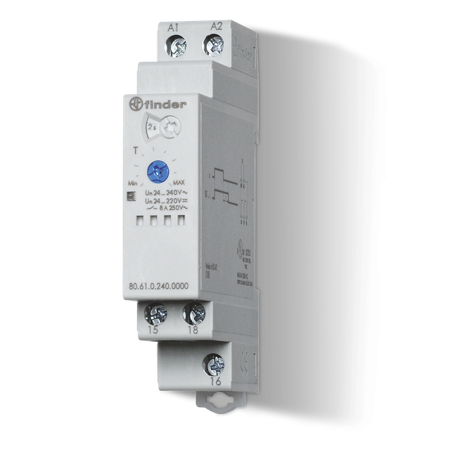 Przekaźnik czasowy modułowy serii 80: 1P 8A 24…240V AC/DC 80.61.0.240.0000T /5szt./ FINDER