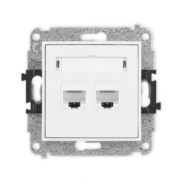 MINI Gniazdo podwójne komputerowe 2xRJ45, kat. 6A, 8-stykowy biały mat 25MGK-8 KARLIK