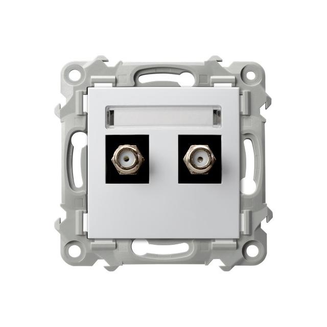 SZAFIR Gniazdo antenowe typu F podwójne - kolor biały