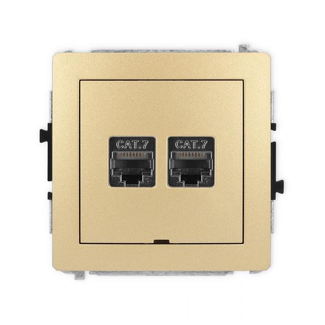 DECO Mechanizm gniazda komputerowego podwójnego 2xRJ45, kat. 7, ekranowany, 8-stykowy, bez pola opis