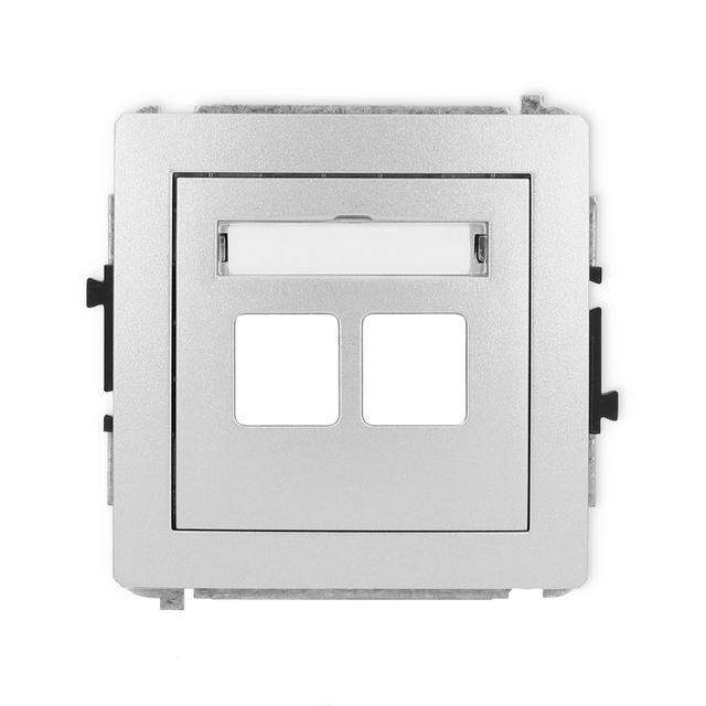 DECO Mechanizm gniazda multimedialnego podwójnego bez modułu (standard Keystone) srebrny metalik