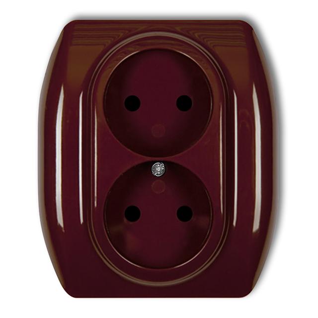 TREND Gniazdo podwójne bez uziemienia 2x2P (przesłony torów prądowych) brązowy