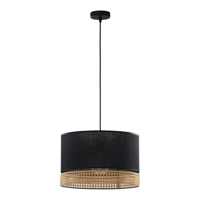 TK Lighting lampa wisząca Paglia E27 czarno/naturalna 6543