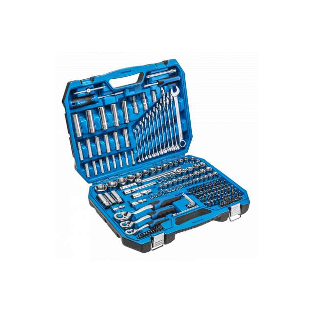 Zestaw narzędzi 222 szt. CrV, 1/4", 3/8", 1/2"