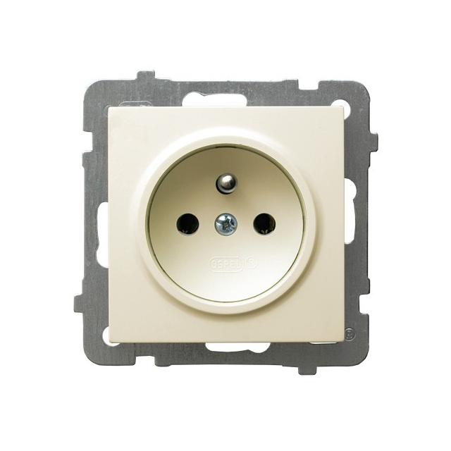 AS Gniazdo pojedyncze z uziemieniem - kolor ecru
