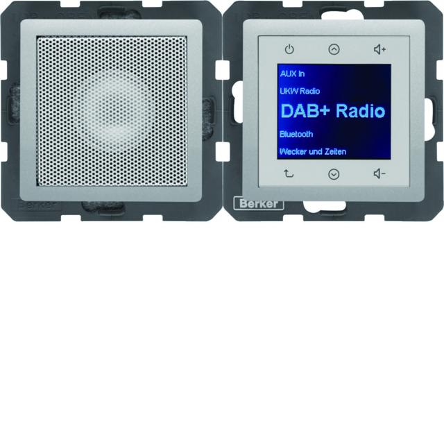 Berker Q.1/Q.3/Q.7 Q.x Radio Touch podtynkowe DAB+ Bluetooth z głośnikiem alu aksamit 30806084 HAGER