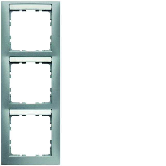 BERKER B.Kwadrat Ramka potrójna pionowa z polem opisowym aluminium mat 10139959 HAGER