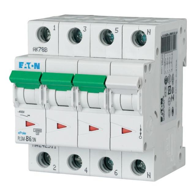 PLSM-C6/3N-MW Wyłącznik nadprądowy 10kA C6A 3P+N 242537 EATON