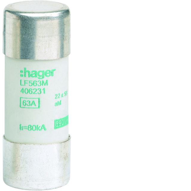 Wkładka bezpiecznikowa cylindryczna CH-22 22x58mm aM 63A 500VAC LF563M HAGER