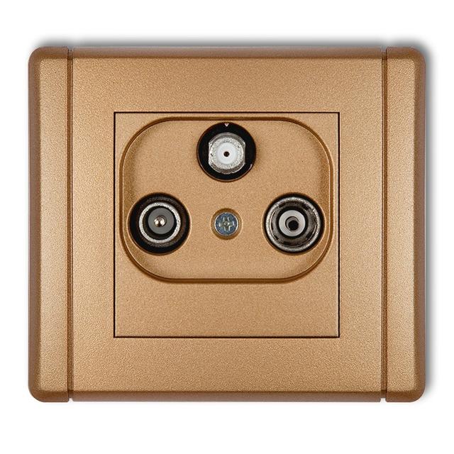 FLEXI Gniazdo abonenckie RTV-SAT przelotowe 10dB złoty metalik