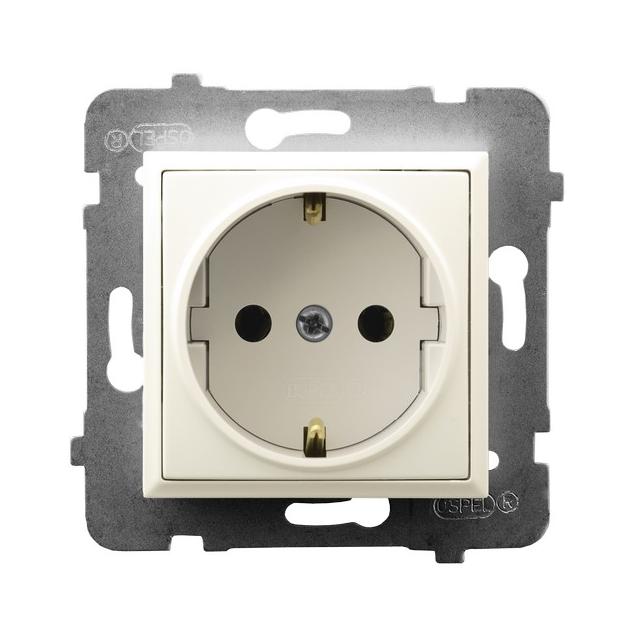ARIA Gniazdo pojedyncze z uziemieniem schuko - kolor ecru