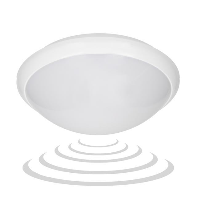 BREVA plafon oświetleniowy z mikrofalowym czujnikiem ruchu 60W E27 IP44 poliwęglan mleczny AD-PL-316