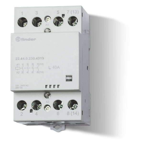 Stycznik instalacyjny serii 22: 3Z + 1 R 40A 12V AC/DC 22.44.0.012.4710 /5szt./ FINDER