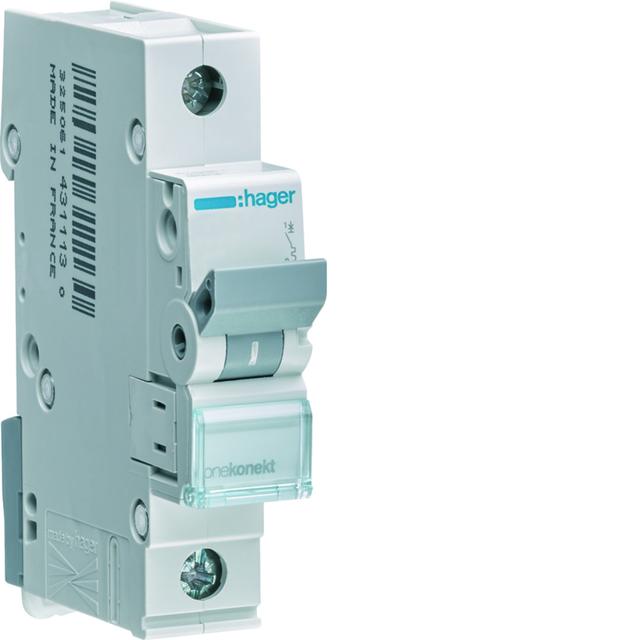 MCB Wyłącznik nadprądowy 6kA 1P C 63A MCN163E HAGER