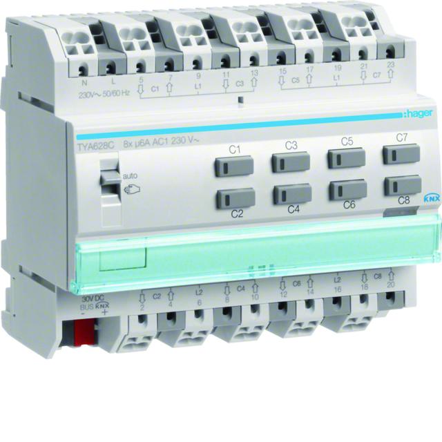 KNX system Sterownik żaluzji 8-krotny 230V AC 6M TYA628C HAGER