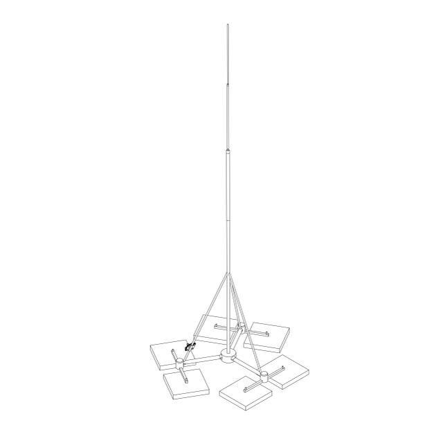 Maszt odgr. wolnostojący na trójnogu h=7m fi 33,7/18/16/10 podst. 3x80kg R.8305 PAWBOL