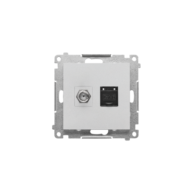 Simon 55 Gniazdo antenowe typu /F/+RJ45 kat.6 Aluminium mat