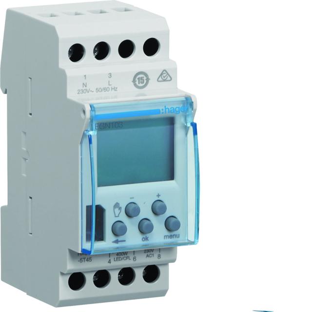 Tygodniowy zegar cyfrowy 16A 1-krotny EGN103 HAGER