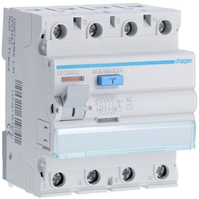RCCB Wyłącznik różnicowoprądowy 3P+N 40A 300mA 6kA AC CFC440J HAGER