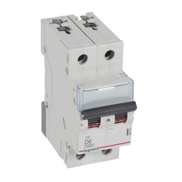 WYŁĄCZNIK NADPRĄDOWY S 302 2P D 6A 6000A SERII TX3, Legrand