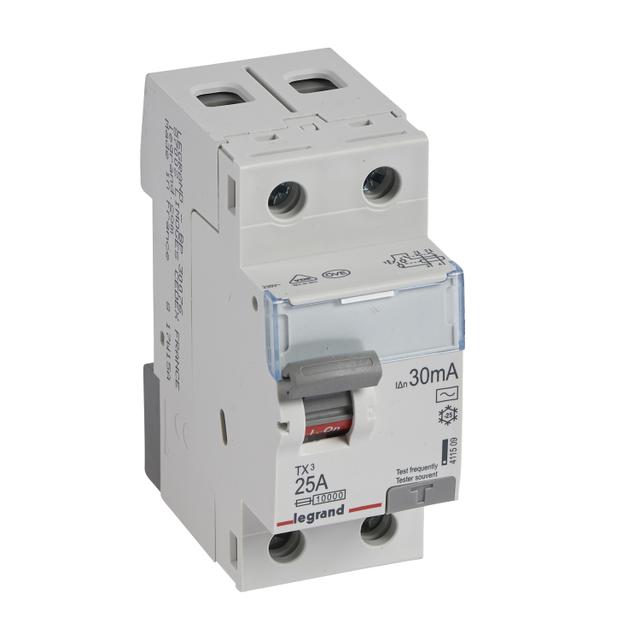 WYŁĄCZNIK RÓŻNICOWOPRĄDOWY P 302 2P 25A 30MA TYP AC SERII TX3, Legrand