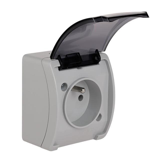 VG-Koala Gniazdo pojedyncze Z-ziemieniem (2P+Z) n/t IP44 popiel Z-lapką dymną VG 161-53 61.378 OPATÓ