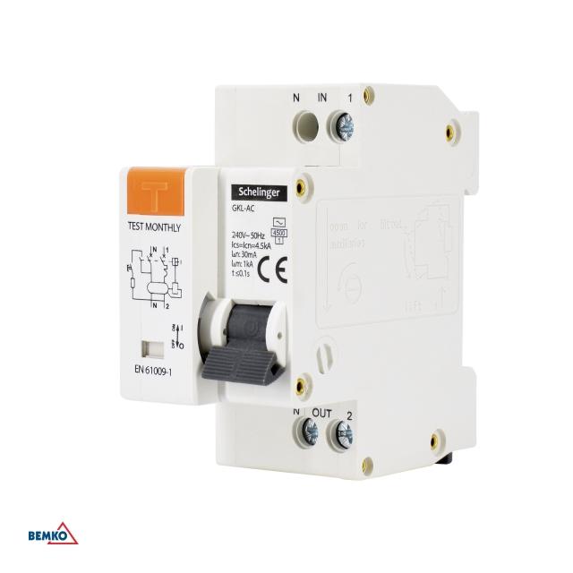WYŁĄCZNIK RCBO 2P C 20A 30mA TYP AC SCHELINGER