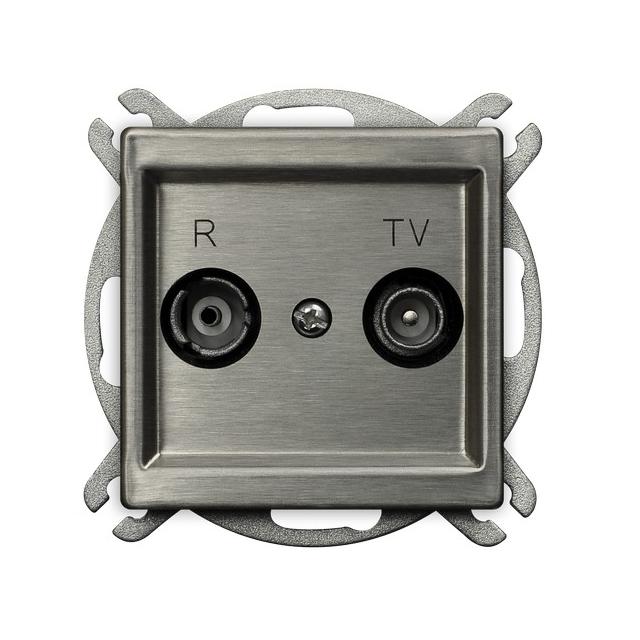 SONATA Gniazdo RTV przelotowe 16-dB - kolor stal inox