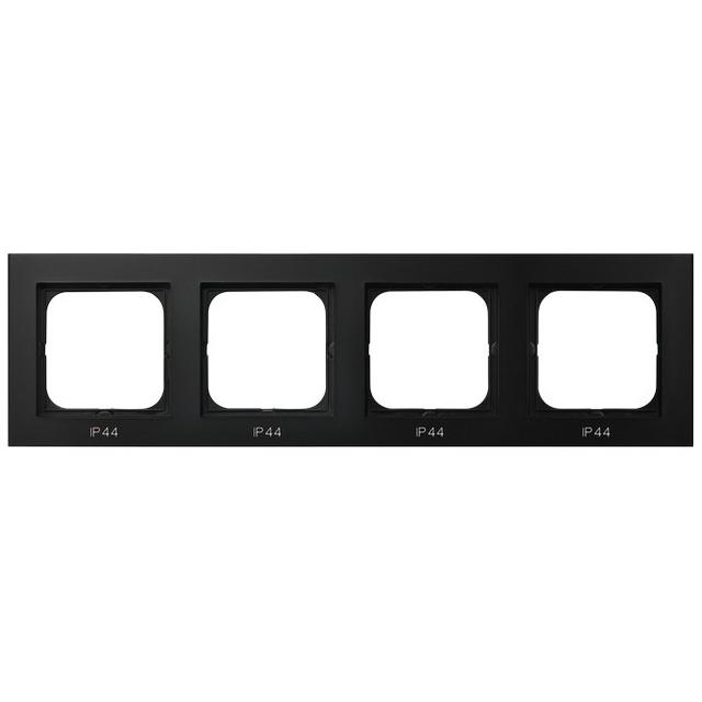 SONATA Ramka poczwórna do łączników IP-44 - kolor czarny metalik