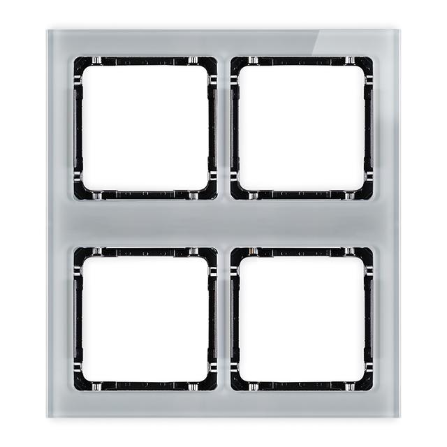 DECO Ramka modułowa 4 krotna (2 poziom, 2 pion) - efekt szkła (ramka szara; spód czarny)