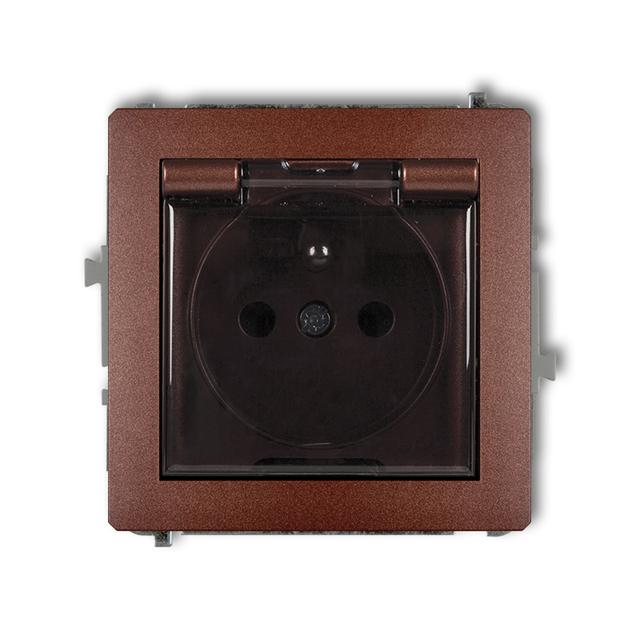 DECO Mechanizm gniazda bryzgoszczelnego z uziemieniem 2P+Z (klapka dymna, przesłony torów prądowych)