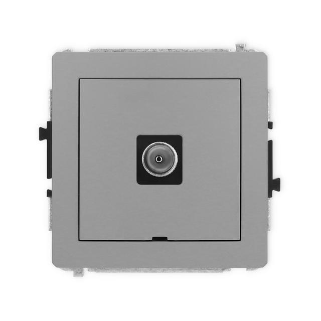 DECO Mechanizm gniazda antenowego pojedynczego TV, bez pola opisowego szary mat