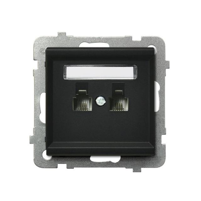 SONATA Gniazdo telefoniczne podwójne równoległe - kolor czarny metalik