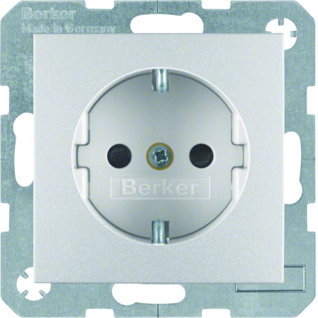 BERKER B.Kwadrat/B.7 Gniazdo SCHUKO z uziemieniem z przesłoną styków aluminium 41231404 HAGER