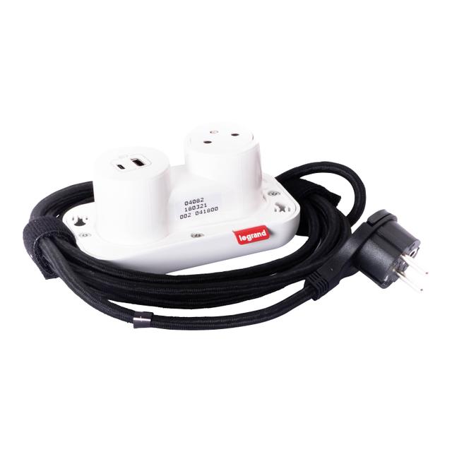 Incara: Electr'On - Podstawa 1x2P+Z / Usb A+C - 2,5 M-Biały 654902 LEGRAND