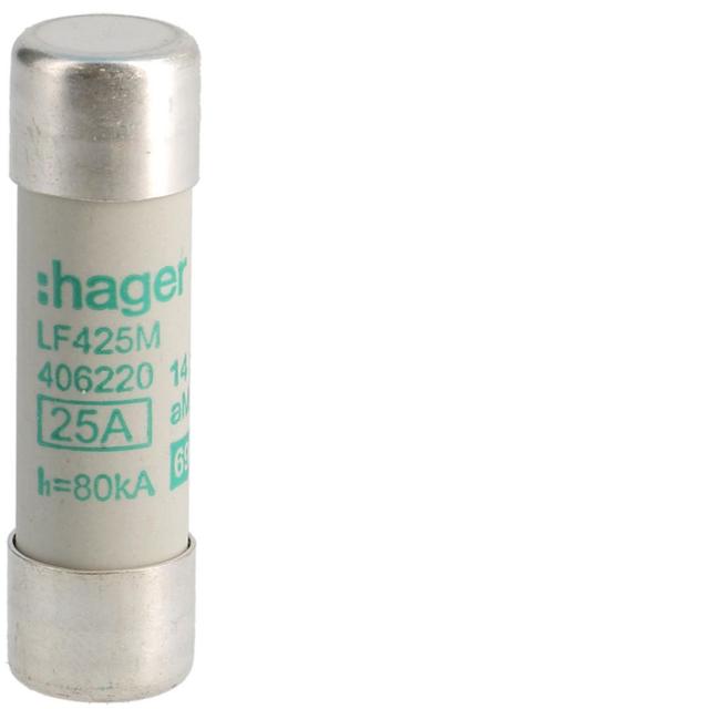 Wkładka bezpiecznikowa cylindryczna CH-14 14x51mm aM 25A. 500VAC LF425M HAGER