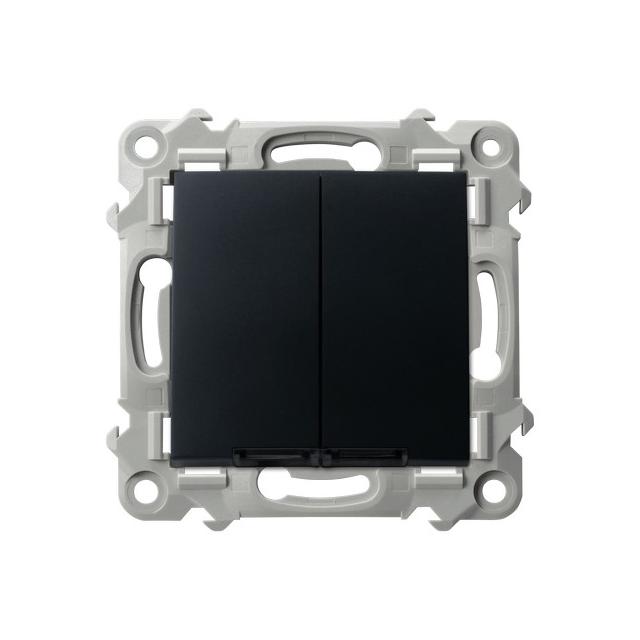 SZAFIR Łącznik schodowy + jednobiegunowy z podświetleniem niebieskim - kolor czarny metalik