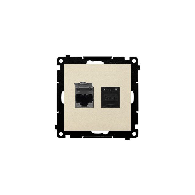 Simon 55 Gniazdo komputerowe podwójne RJ45 kategoria 6 z przesłoną przeciwkurzową Szampański mat T62.01/144 KONTAKT