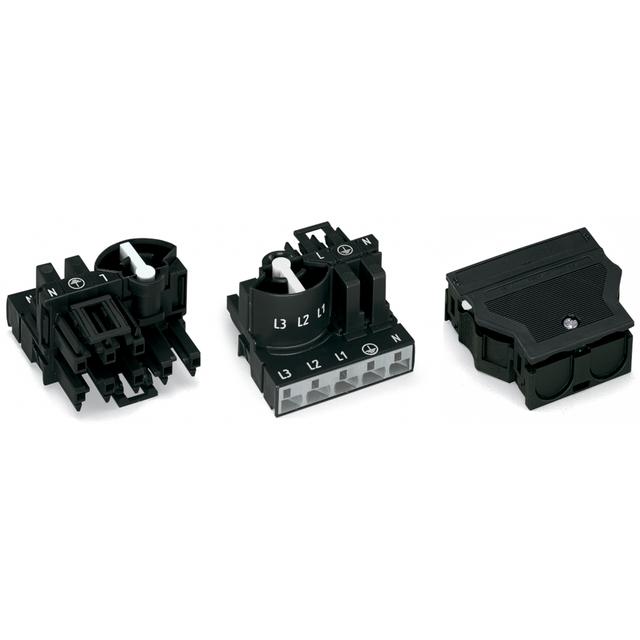 WINSTA rozgałęźnik 3-/5-torowy z obudową odciążającą naciąg czarny