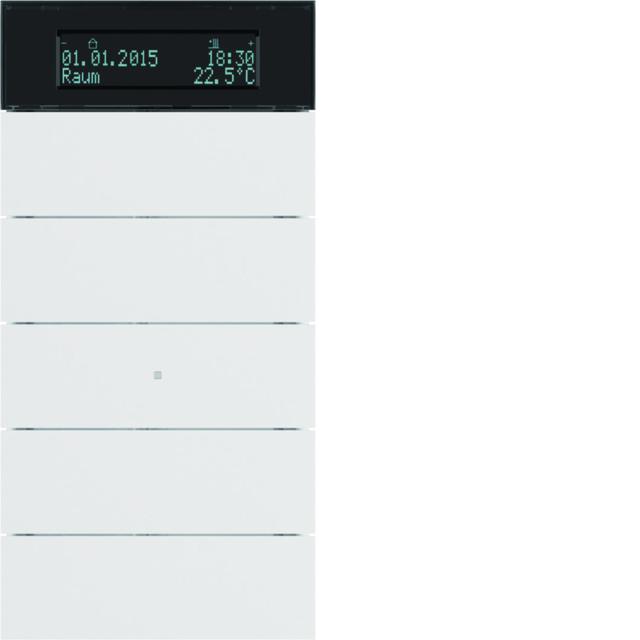 BERKER B.IQ Przycisk pięciokrotna z regulatorem temperatury i wyświetlaczem biały 75665599 HAGER