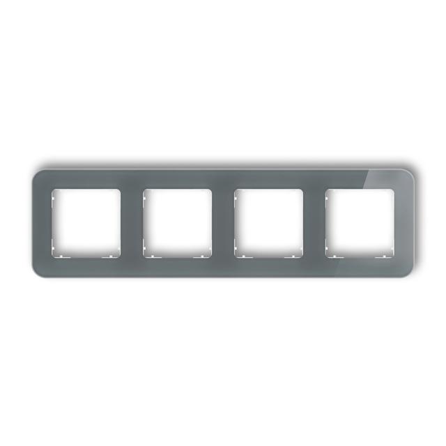 ICON Ramka uniwersalna poczwórna zaokrąglona - efekt szkła (ramka: grafitowa; spód: biały) grafitowy