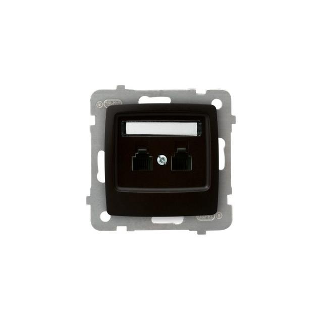 KARO Gniazdo telefoniczne podwójne niezależne - kolor czekoladowy metalik