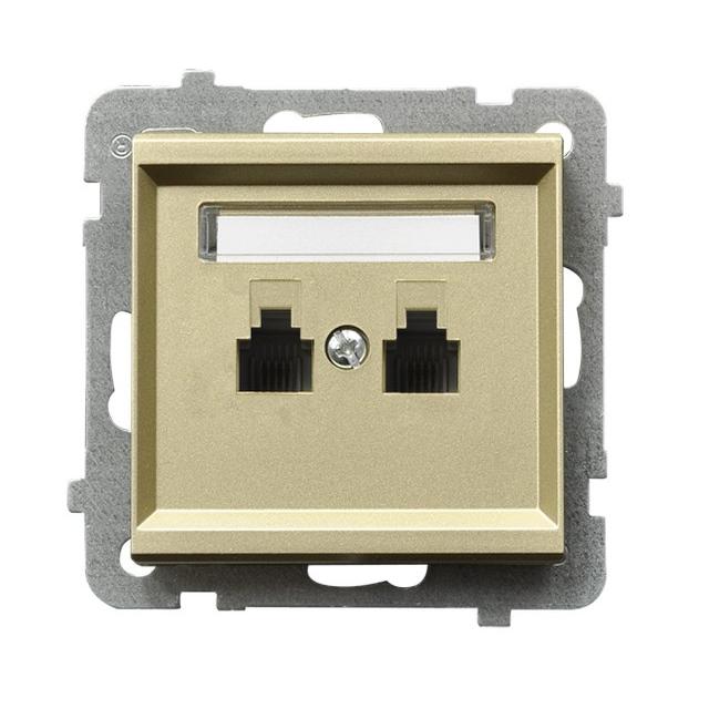 SONATA Gniazdo telefoniczne podwójne niezależne - kolor szampański złoty