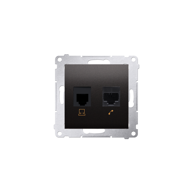 Simon 54 Gniazdo komputerowe RJ45 kategoria 5e + telefoniczne RJ12 antracyt D5T.01/48 KONTAKT