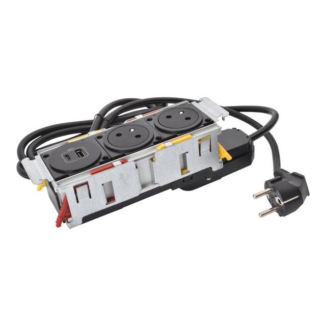 INCARA: DISQ'IN - 2X2P+Z / USB A+C - 2,0 M-CZARNY, Legrand